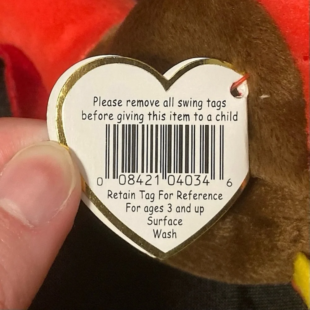 💫 Vintage 1997 Gobbles The Turkey Ty Beanie Baby - Picture 9 of 14